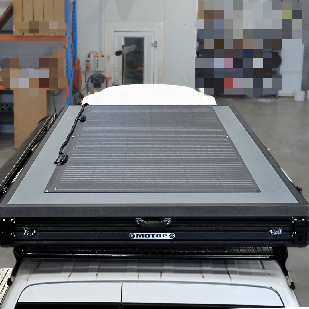 MOTOP hard shell rooftop tent with dual 200W flexible solar panels